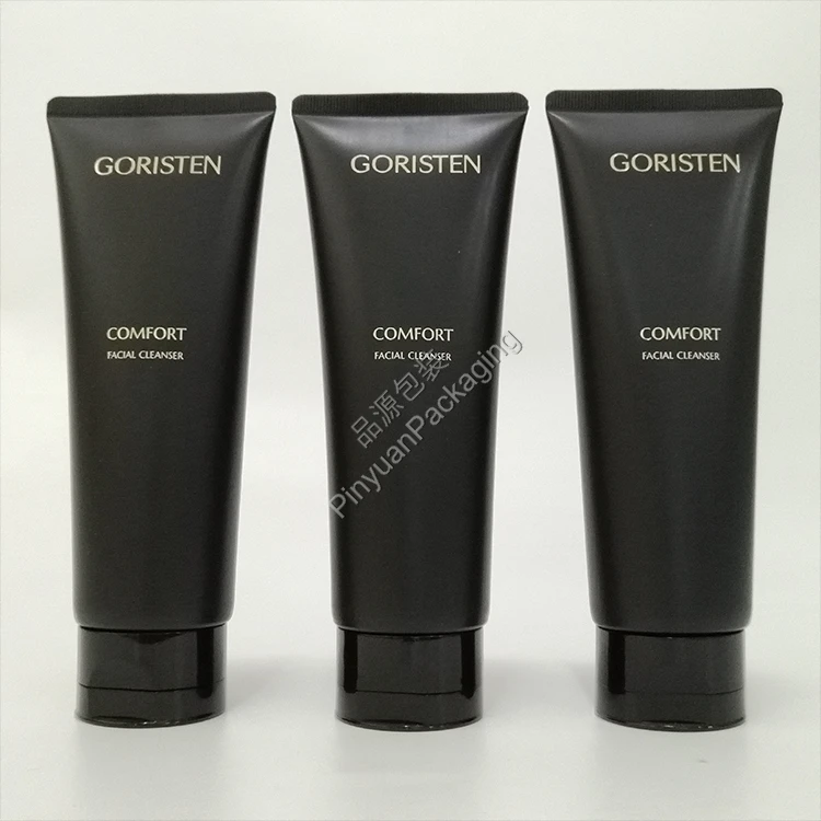 D45 130g Facial Cleanser  PE Cosmetic Tube with Black Korea-style Flip-top Cap