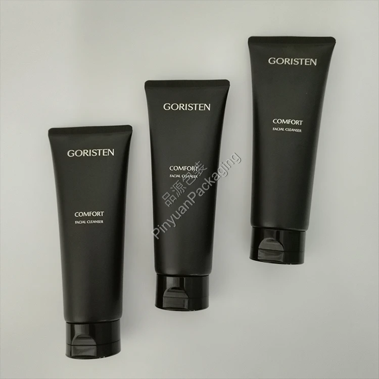D45 130g Facial Cleanser  PE Cosmetic Tube with Black Korea-style Flip-top Cap