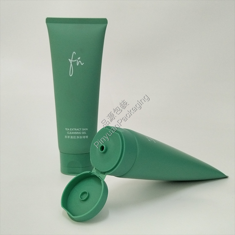 D45 130g Skin Cleansing Gel Soft Touch PE Cosmetic Tube with Green Korea-style Flip-top Cap
