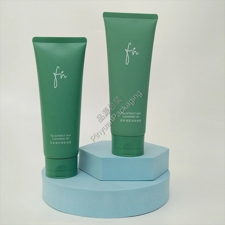 D45 130g Skin Cleansing Gel Soft Touch PE Cosmetic Tube with Green Korea-style Flip-top Cap