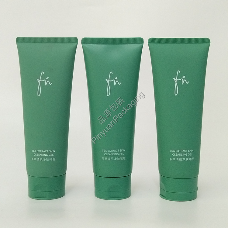D45 130g Skin Cleansing Gel Soft Touch PE Cosmetic Tube with Green Korea-style Flip-top Cap