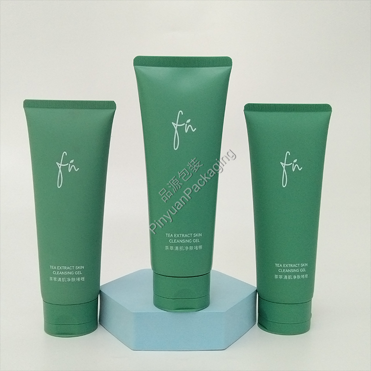 D45 130g Skin Cleansing Gel Soft Touch PE Cosmetic Tube with Green Korea-style Flip-top Cap