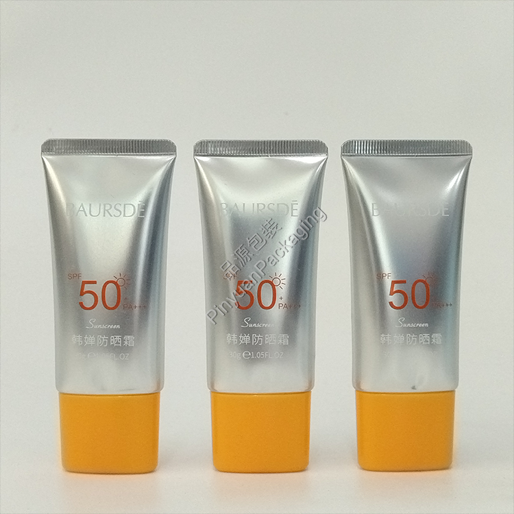 D30 30g Skin Sunscreen Cream High-gloss ABL Cosmetic Tube with Yellow Oval Screw Cap
