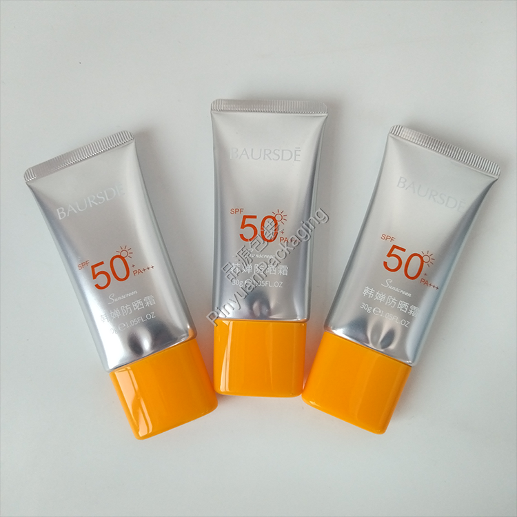 D30 30g Skin Sunscreen Cream High-gloss ABL Cosmetic Tube with Yellow Oval Screw Cap