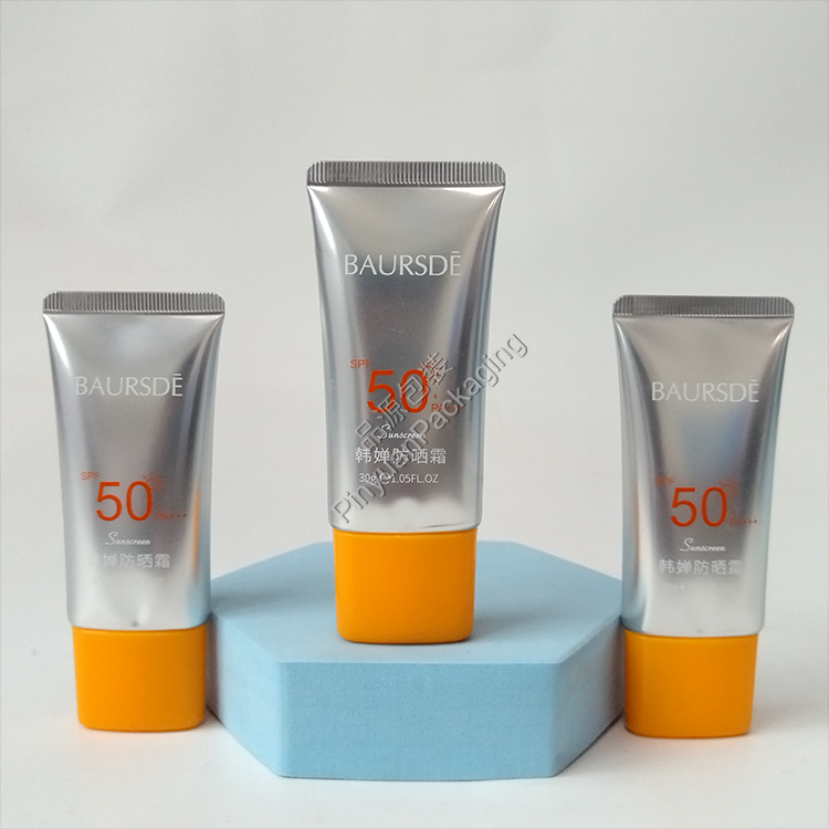 D30 30g Skin Sunscreen Cream High-gloss ABL Cosmetic Tube with Yellow Oval Screw Cap
