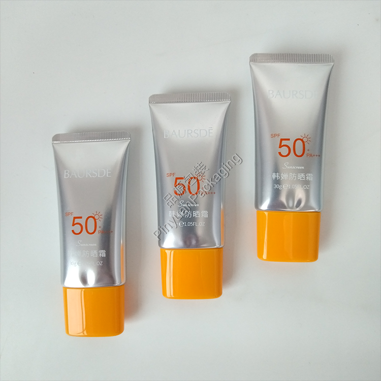 D30 30g Skin Sunscreen Cream High-gloss ABL Cosmetic Tube with Yellow Oval Screw Cap