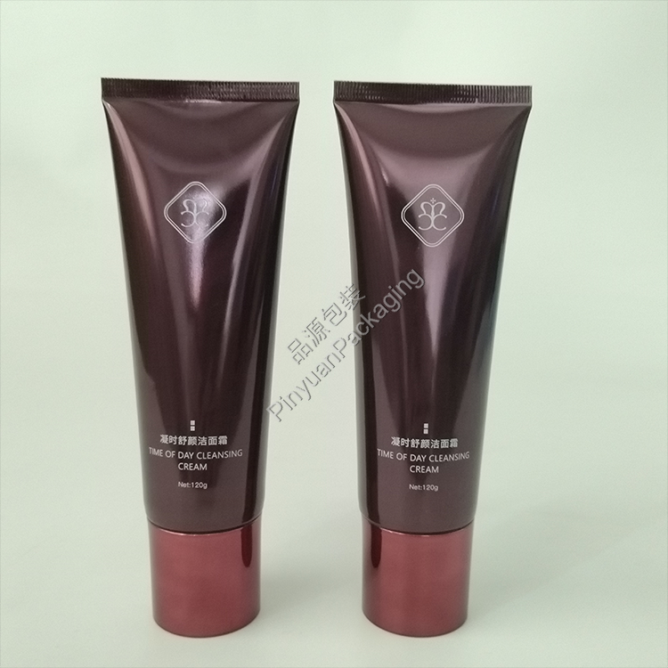 D40 120g Facial Cleansing Cream High-gloss ABL Cosmetic Tube with Burgundy-plated Cylindrical Cap