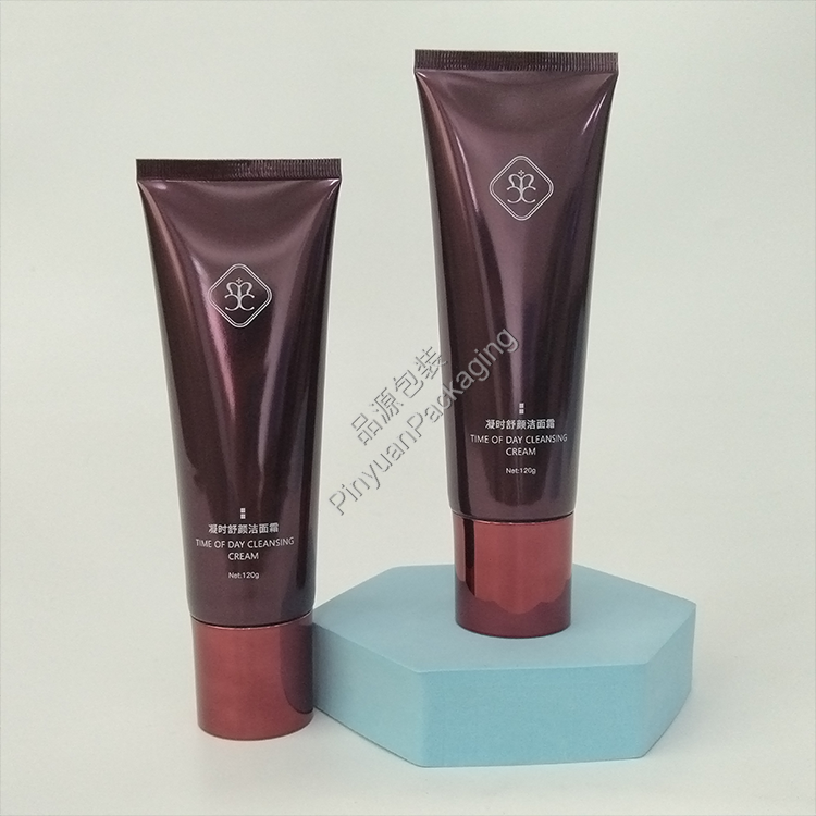 D40 120g Facial Cleansing Cream High-gloss ABL Cosmetic Tube with Burgundy-plated Cylindrical Cap