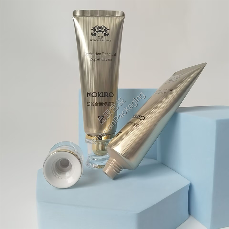 D30 50ml Repair Cream High-gloss Brushed Metal Effect ABL Cosmetic Tube with Acrylic Screw Cap