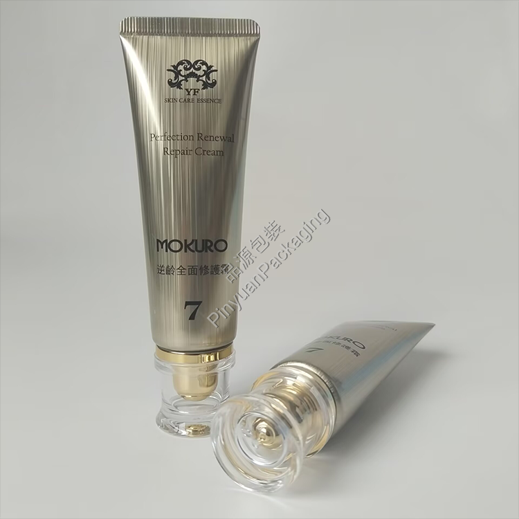 D30 50ml Repair Cream High-gloss Brushed Metal Effect ABL Cosmetic Tube with Acrylic Screw Cap