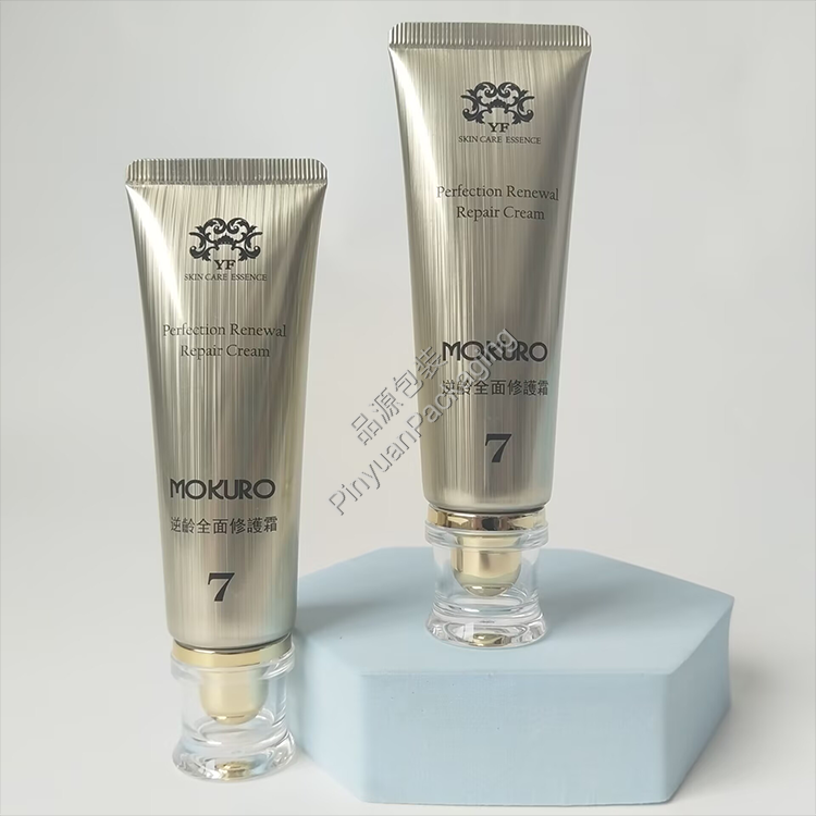 D30 50ml Repair Cream High-gloss Brushed Metal Effect ABL Cosmetic Tube with Acrylic Screw Cap