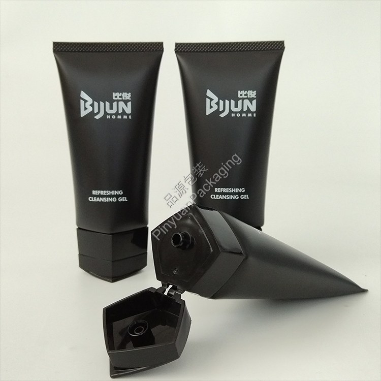 D45 120g Cleansing Gel Black PE Cosmetic Tube with Pentagonal Flip-top Cap