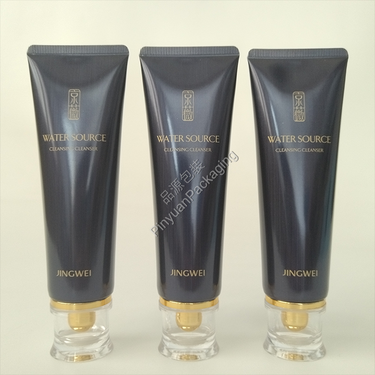 D40 130g Cleansing Cleanser High-gloss Brushed Metal Effect ABL Cosmetic Tube with Acrylic Screw Cap