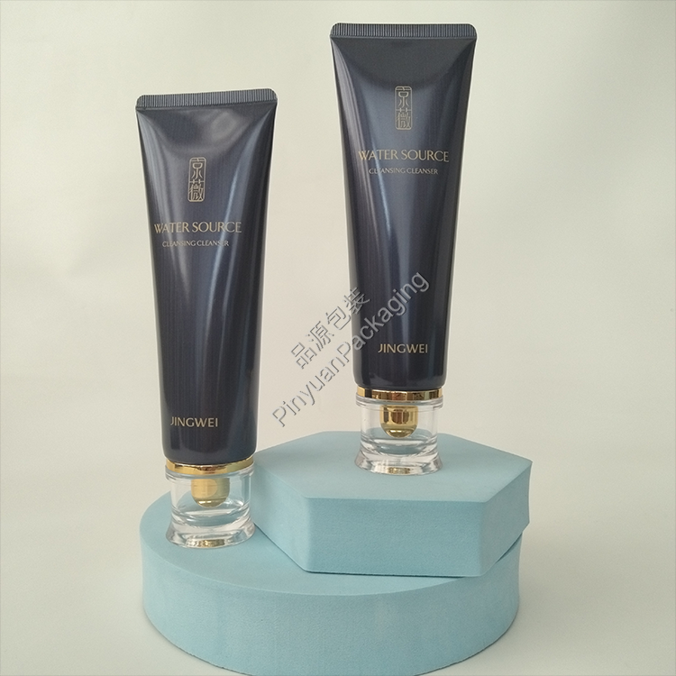 D40 130g Cleansing Cleanser High-gloss Brushed Metal Effect ABL Cosmetic Tube with Acrylic Screw Cap