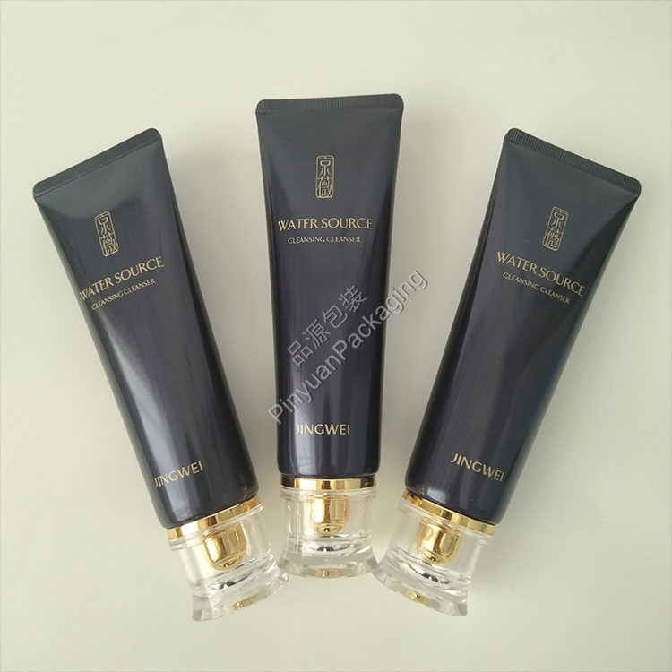 D40 130g Cleansing Cleanser High-gloss Brushed Metal Effect ABL Cosmetic Tube with Acrylic Screw Cap