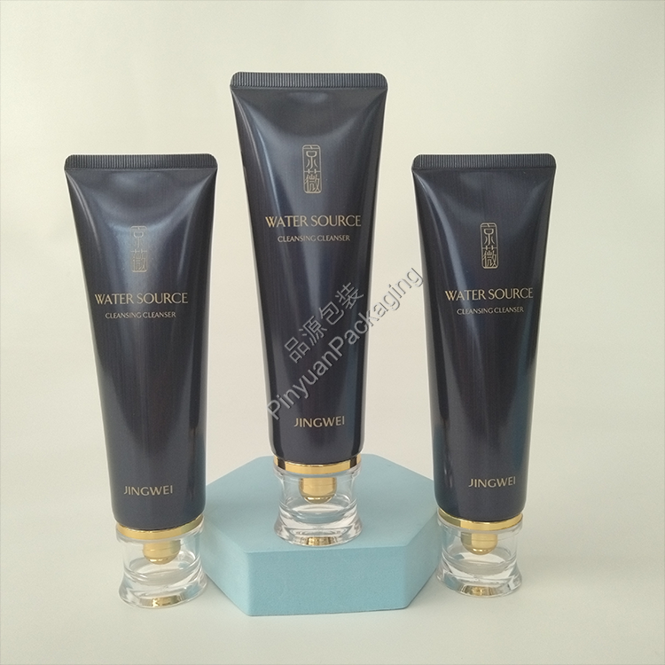 D40 130g Cleansing Cleanser High-gloss Brushed Metal Effect ABL Cosmetic Tube with Acrylic Screw Cap
