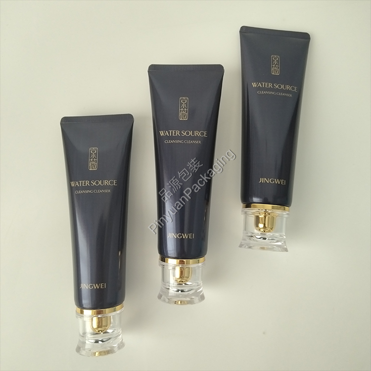 D40 130g Cleansing Cleanser High-gloss Brushed Metal Effect ABL Cosmetic Tube with Acrylic Screw Cap