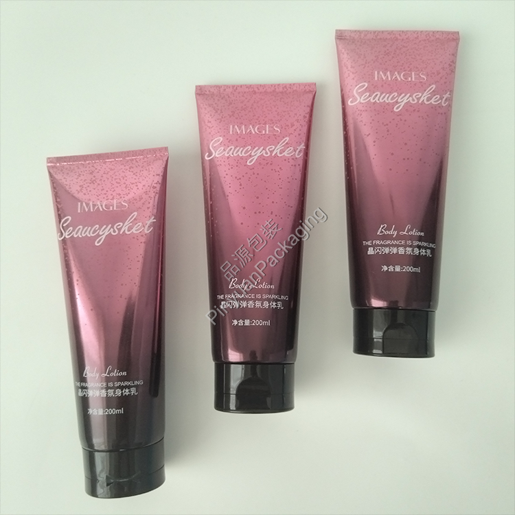 D50 200ml Body Lotion High-gloss ABL Gradient Cosmetic Tube with Black Flip-top Cap