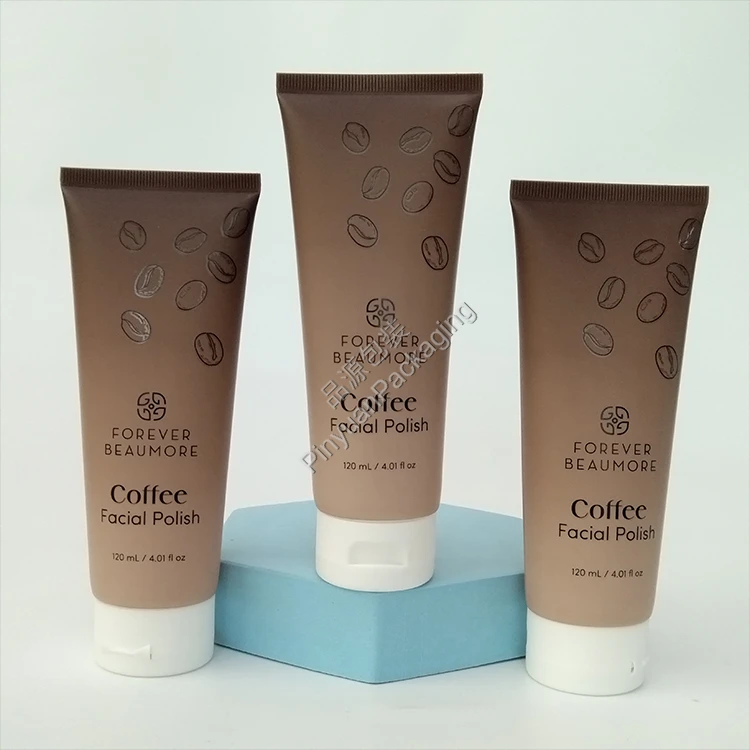 D40 120ml Facial Polish Lotion PE Cosmetic Tube with White Flip-top Cap
