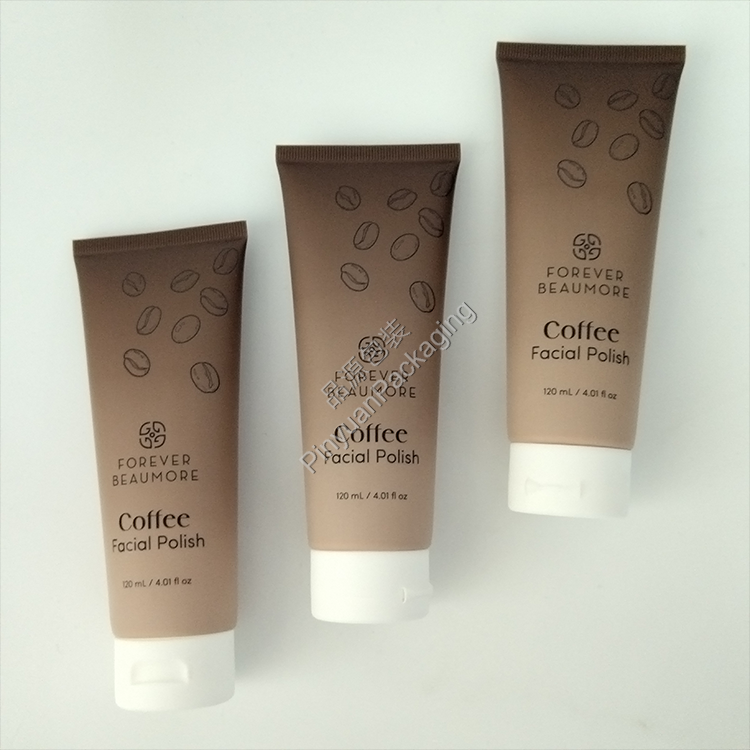 D40 120ml Facial Polish Lotion PE Cosmetic Tube with White Flip-top Cap