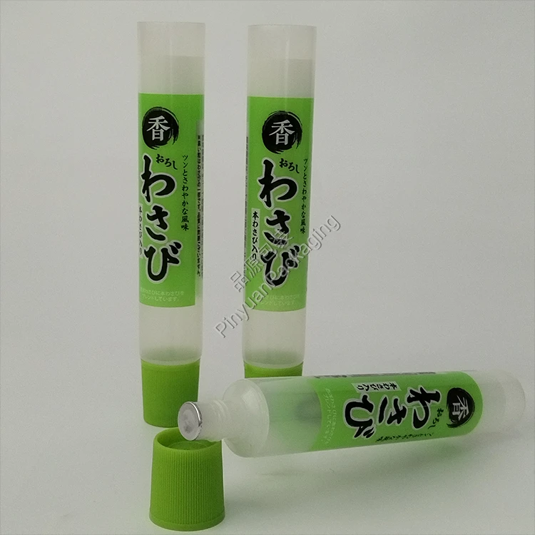 D22 35ml ​Wasabi Transparent PE Cosmetic Tube with Light Green Ribbed Screw Cap