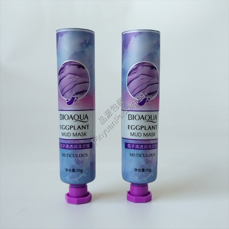 D30 50g Eggplant Mud Mask ABL Cosmetic Tube with Purple Octagonal Screw Cap