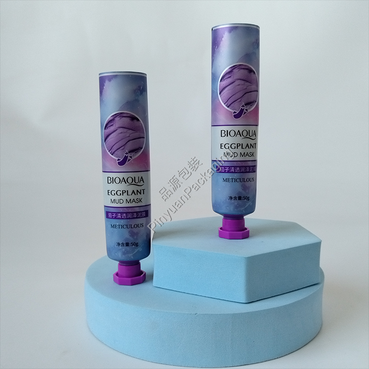 D30 50g Eggplant Mud Mask ABL Cosmetic Tube with Purple Octagonal Screw Cap