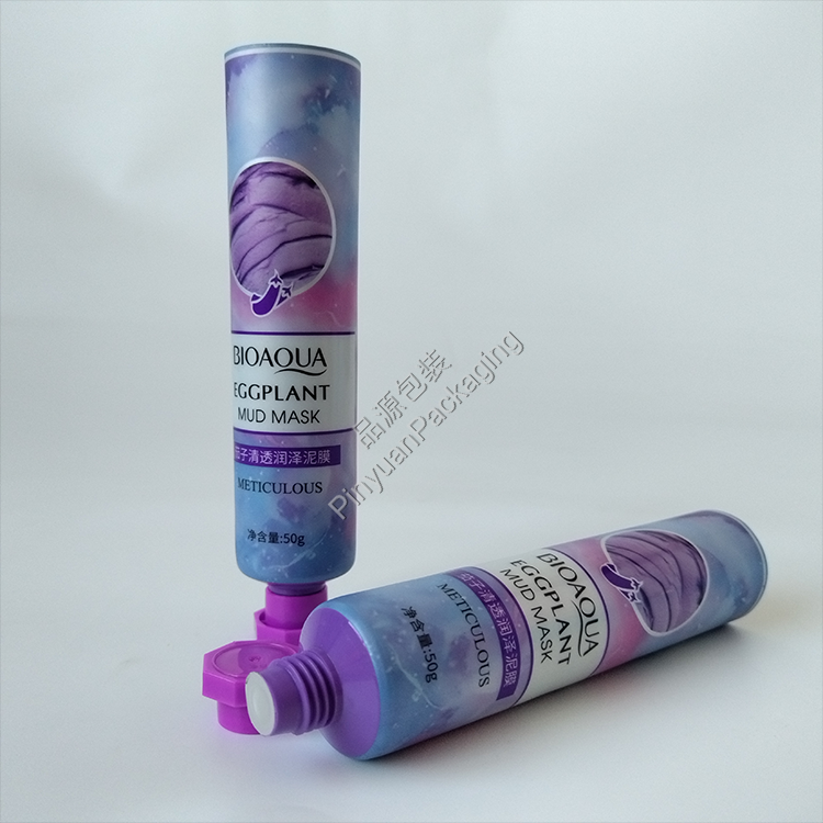 D30 50g Eggplant Mud Mask ABL Cosmetic Tube with Purple Octagonal Screw Cap