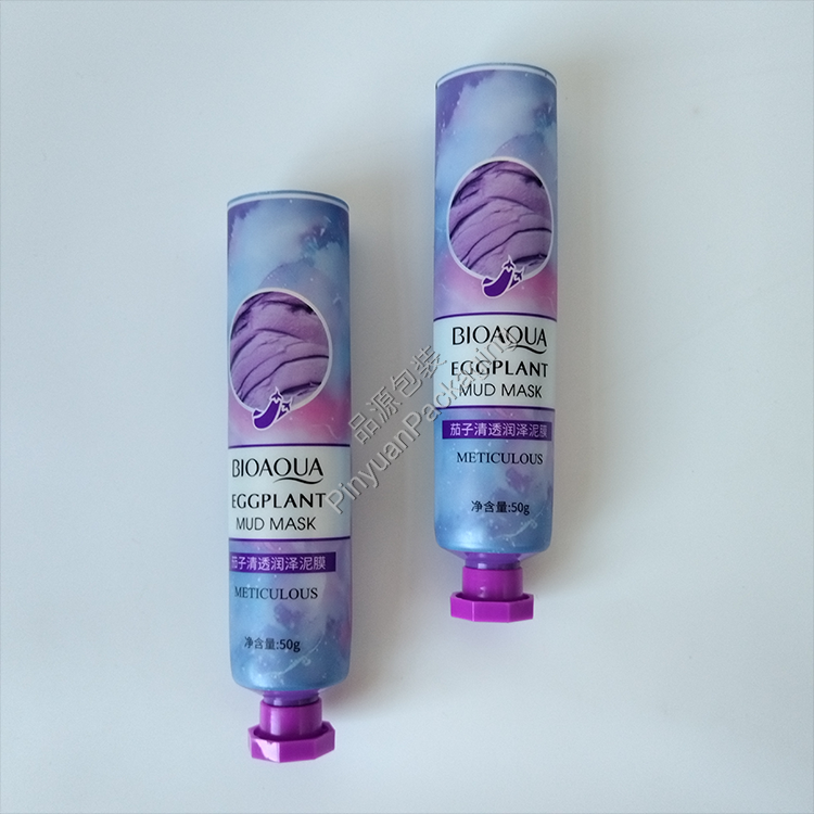 D30 50g Eggplant Mud Mask ABL Cosmetic Tube with Purple Octagonal Screw Cap
