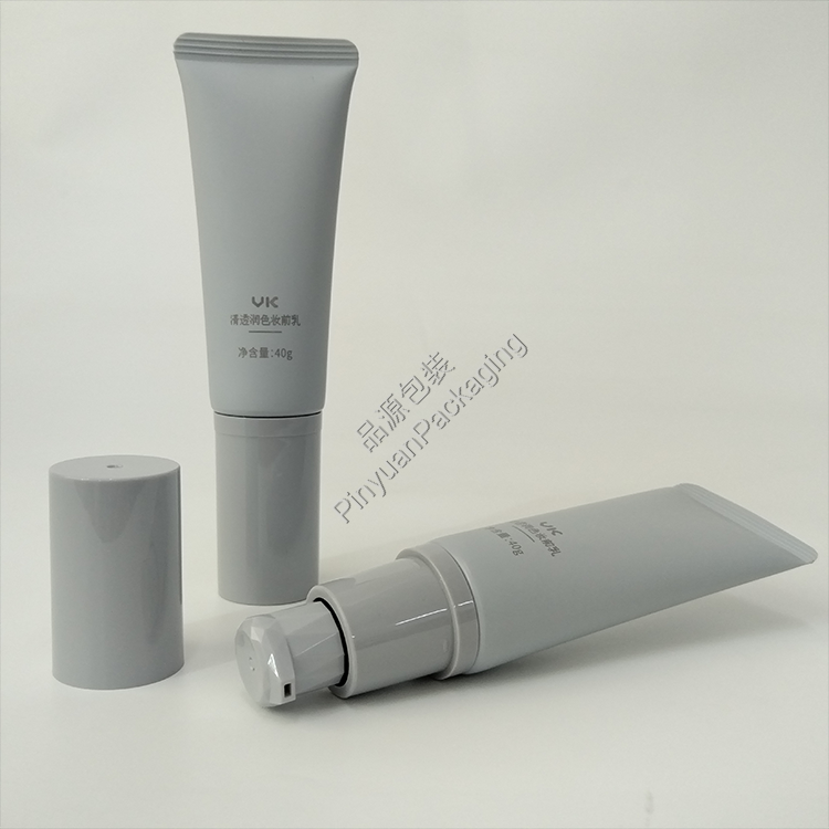 D30 40g Makeup Primer PE Cosmetic Tube with Grey Pump Cap
