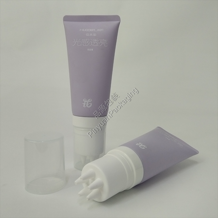 D40 80g Facial Cleanser PE Cosmetic Tube with Multi-point Massage Applicator Cap