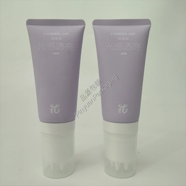 D40 80g Facial Cleanser PE Cosmetic Tube with Multi-point Massage Applicator Cap