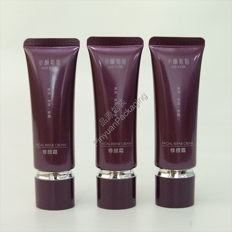 D25 30g Facial Repair Cream Pearlescent Purple PE Cosmetic Tube with Oval Screw Cap