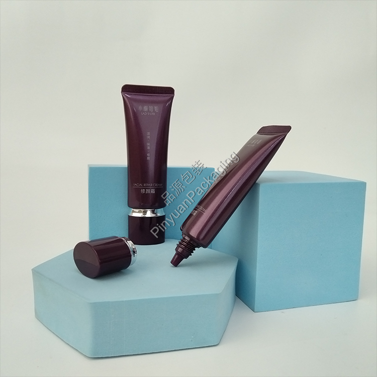 D25 30g Facial Repair Cream Pearlescent Purple PE Cosmetic Tube with Oval Screw Cap