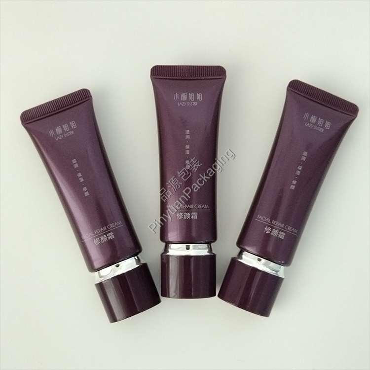 D25 30g Facial Repair Cream Pearlescent Purple PE Cosmetic Tube with Oval Screw Cap