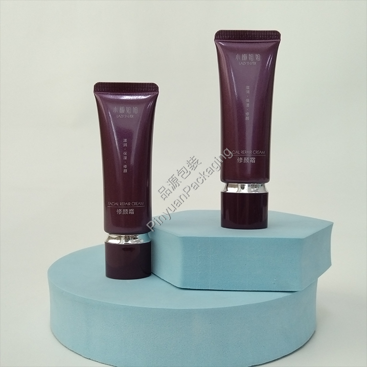 D25 30g Facial Repair Cream Pearlescent Purple PE Cosmetic Tube with Oval Screw Cap