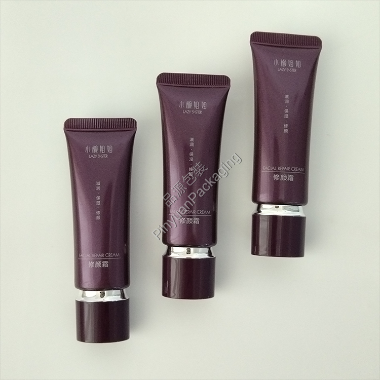 D25 30g Facial Repair Cream Pearlescent Purple PE Cosmetic Tube with Oval Screw Cap
