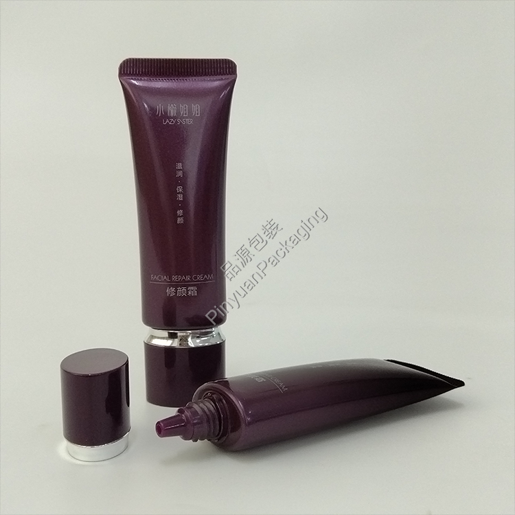 D25 30g Facial Repair Cream Pearlescent Purple PE Cosmetic Tube with Oval Screw Cap