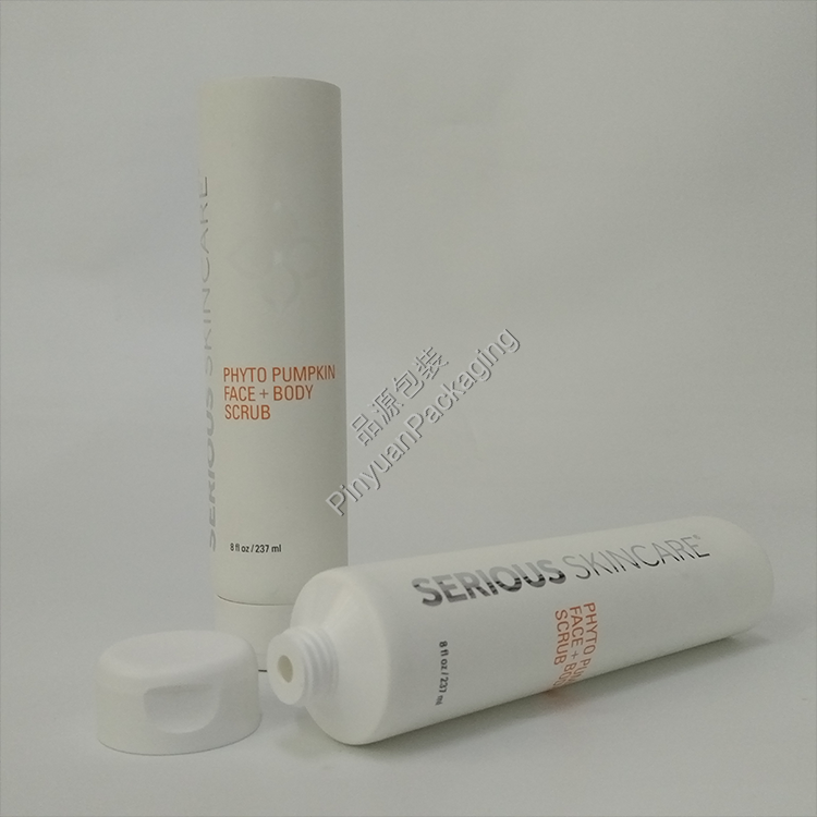 D50 237ml Face+Body Scrub Cream PE (Soft Touch Effect) Cosmetic Tube with Flip-top Cap