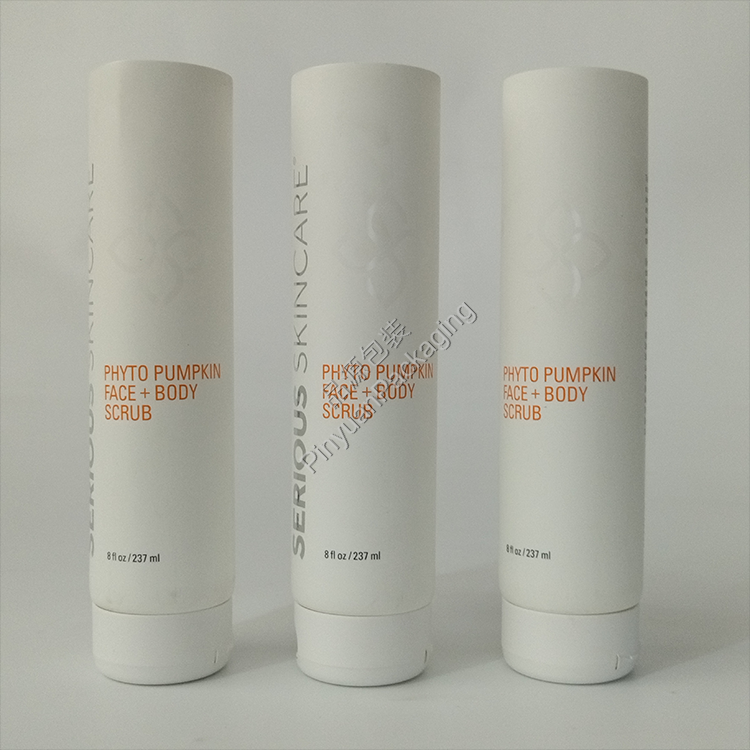 D50 237ml Face+Body Scrub Cream PE (Soft Touch Effect) Cosmetic Tube with Flip-top Cap