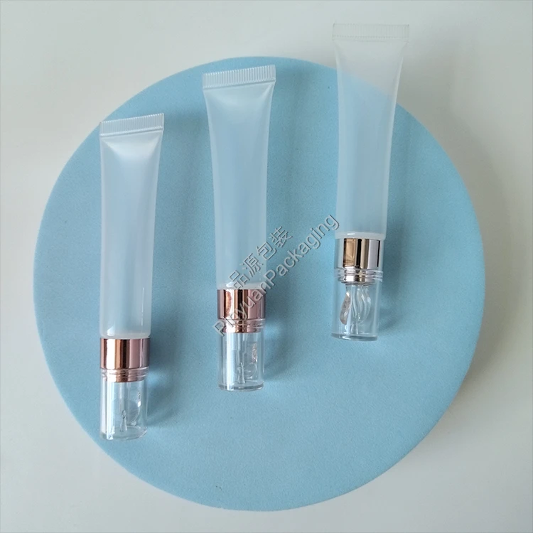 D19 15ml Lip Balm Eye Cream PE Transparent Cosmetic Tube with Soft Silicone Applicator