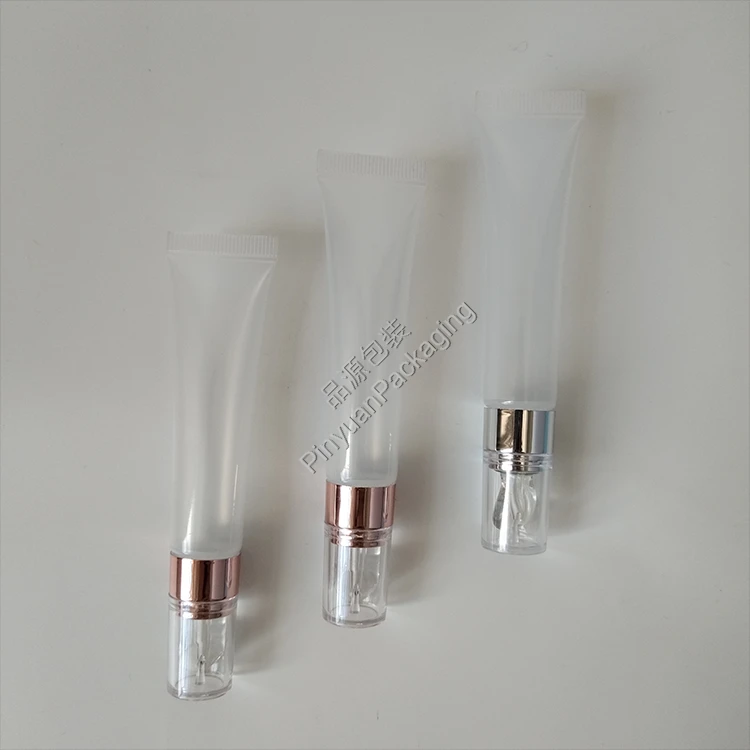 D19 15ml Lip Balm Eye Cream PE Transparent Cosmetic Tube with Soft Silicone Applicator