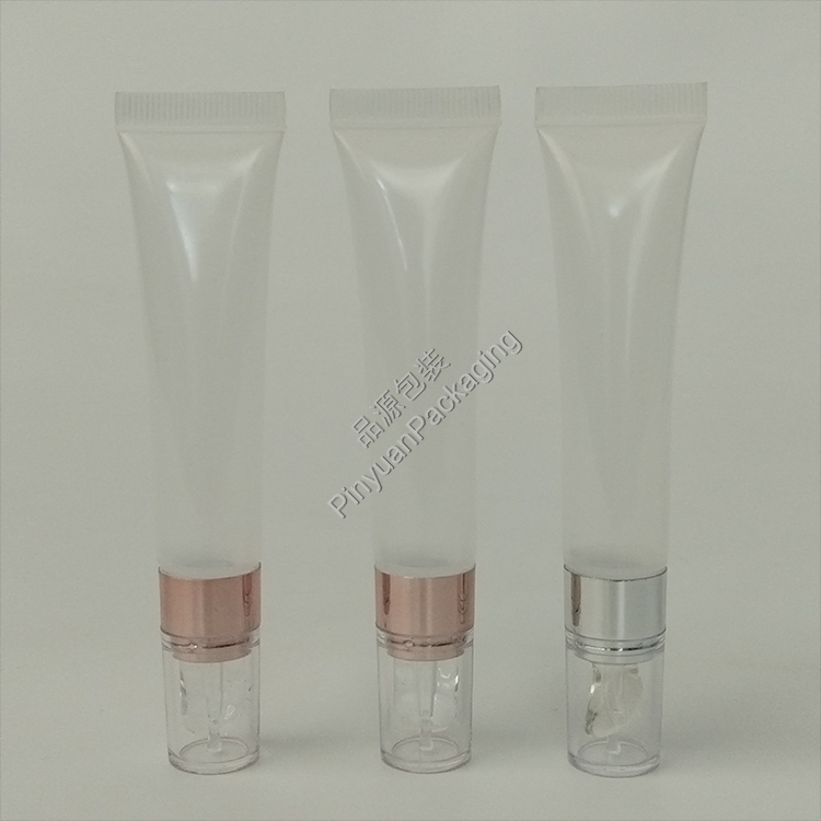 D19 15ml Lip Balm Eye Cream PE Transparent Cosmetic Tube with Soft Silicone Applicator