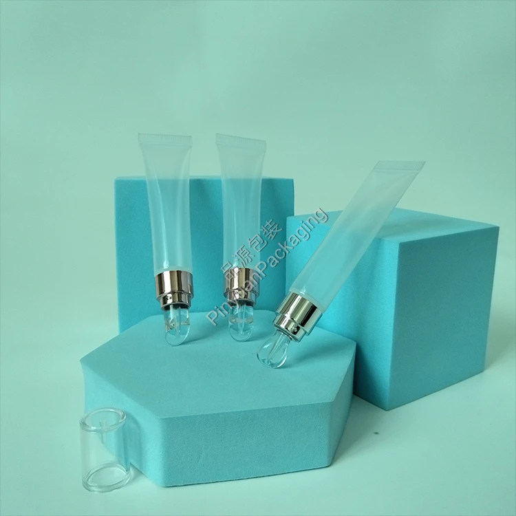 D19 15ml Lip Balm Eye Cream PE Transparent Cosmetic Tube with Soft Silicone Applicator