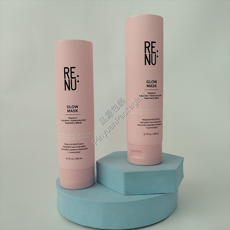 D50 200ml Glow Mask Pink PE Cosmetic Tube with Flip-top Cap