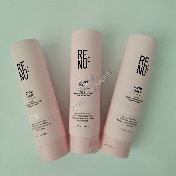 D50 200ml Glow Mask Pink PE Cosmetic Tube with Flip-top Cap