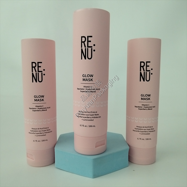 D50 200ml Glow Mask Pink PE Cosmetic Tube with Flip-top Cap