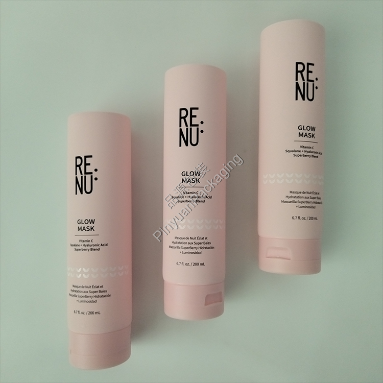 D50 200ml Glow Mask Pink PE Cosmetic Tube with Flip-top Cap