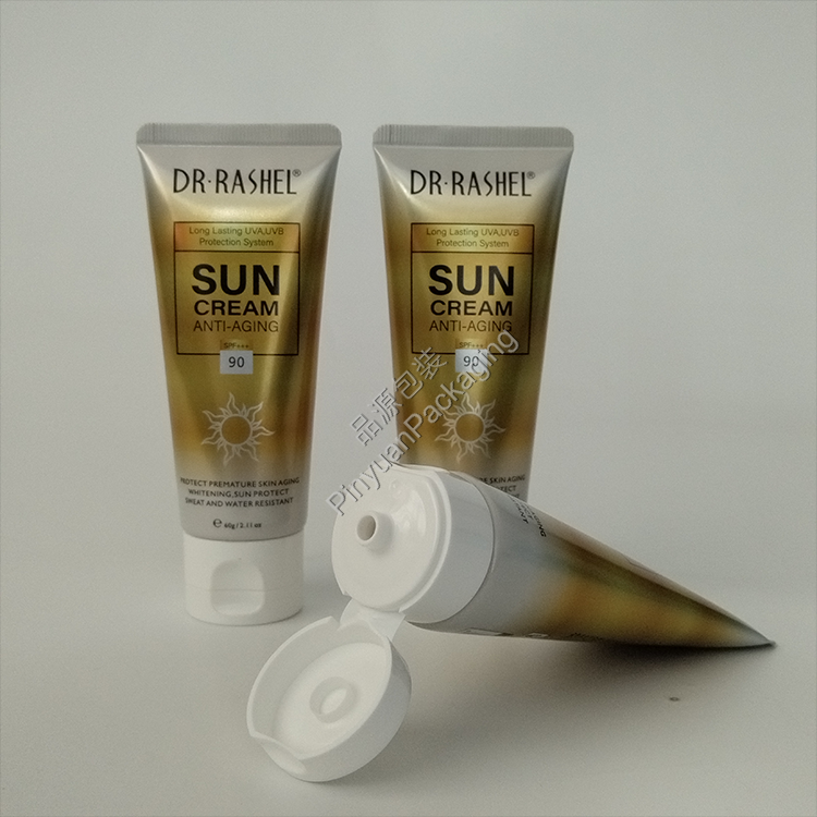 D35 60g Anti-aging Sun Cream ABL Cosmetic Tube with Curved Flip-top Cap