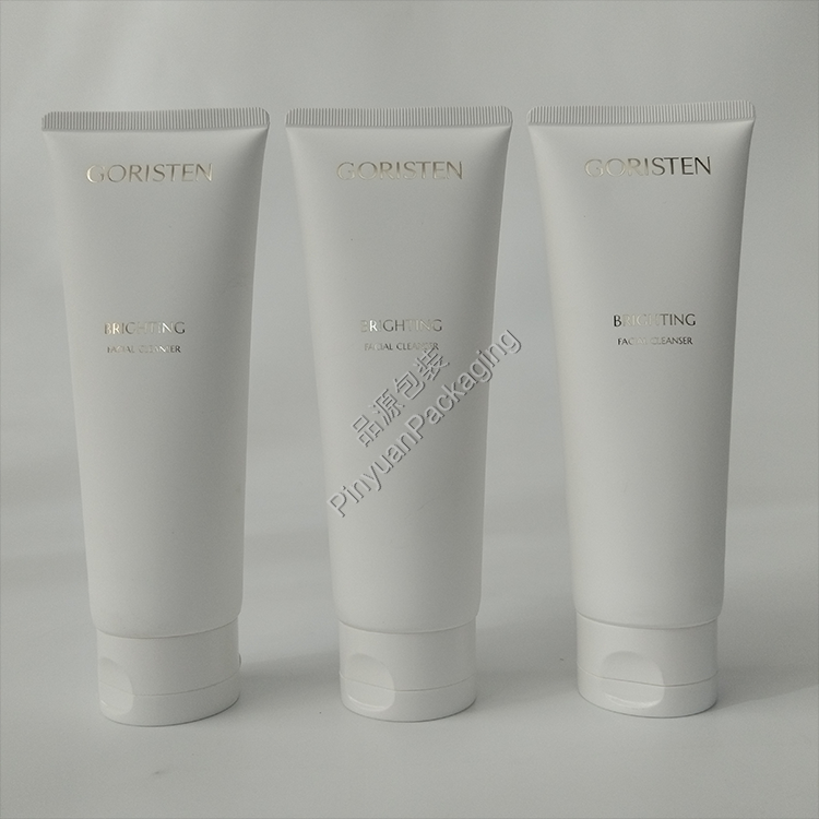 D45 130g Facial Cleanser White PE Cosmetic Tube Flip-top Cap with Six-petal Dispensing hole